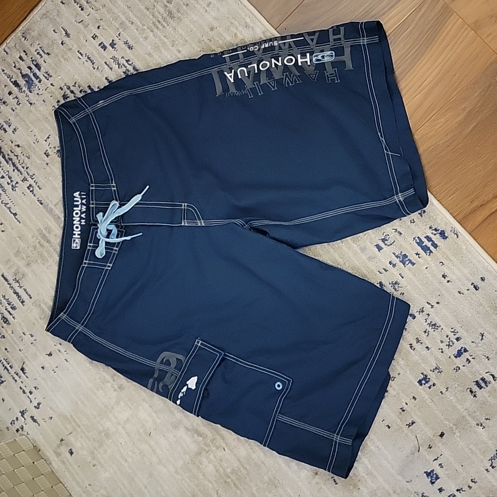 Honolua Board Shorts, Navy Blue, Size 33, EUC